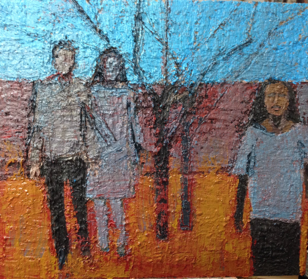 Jake Attree, Three Figures on Orange Ground