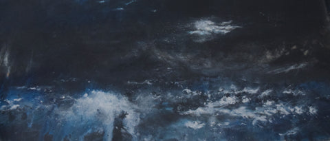 David Baumforth - Heavy Seas in Filey Bay in Moonlight